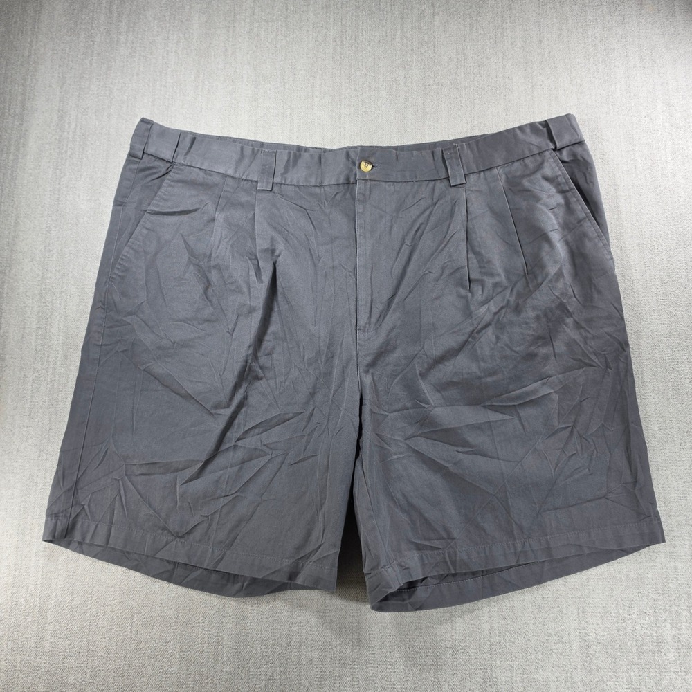 George Foreman Shorts Men 50R Charcoal‎ Grey Pleated Cotton Casual Relaxed Fit